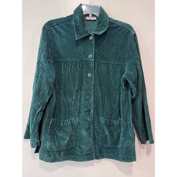 Nordstrom Green Corduroy‎ Jacket With Button Front & Pockets Size M - Picture 2 of 11